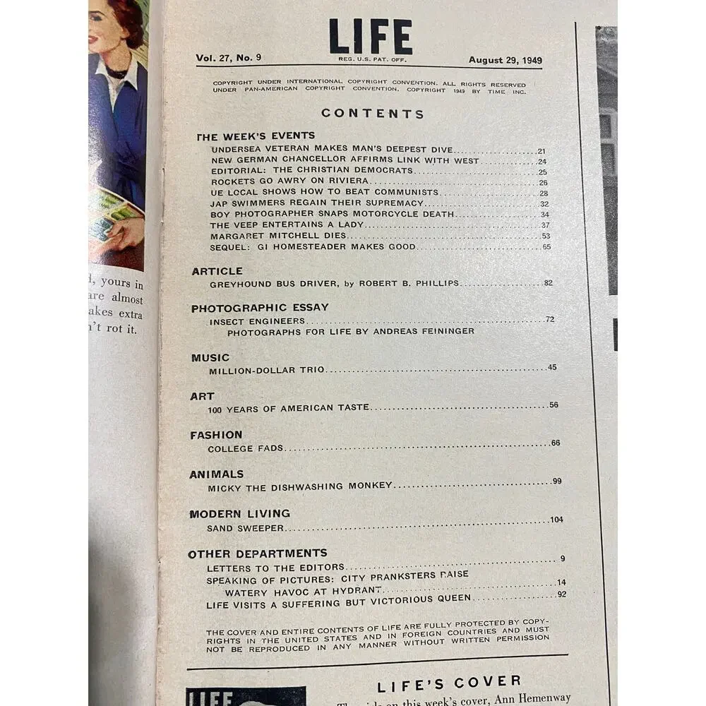 LIFE Magazine August 29 1949 College Fashions Ann Hemenway Mary Mohr Cover